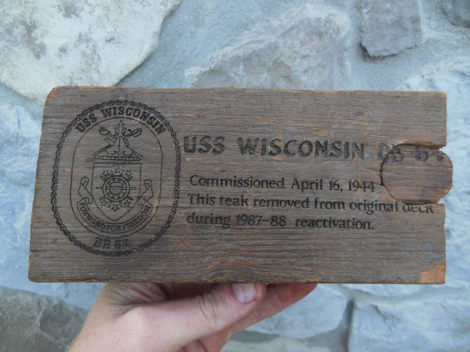 USS Wisconsin BB-64 WW2 WWII Teak Wood Plank Deck Board