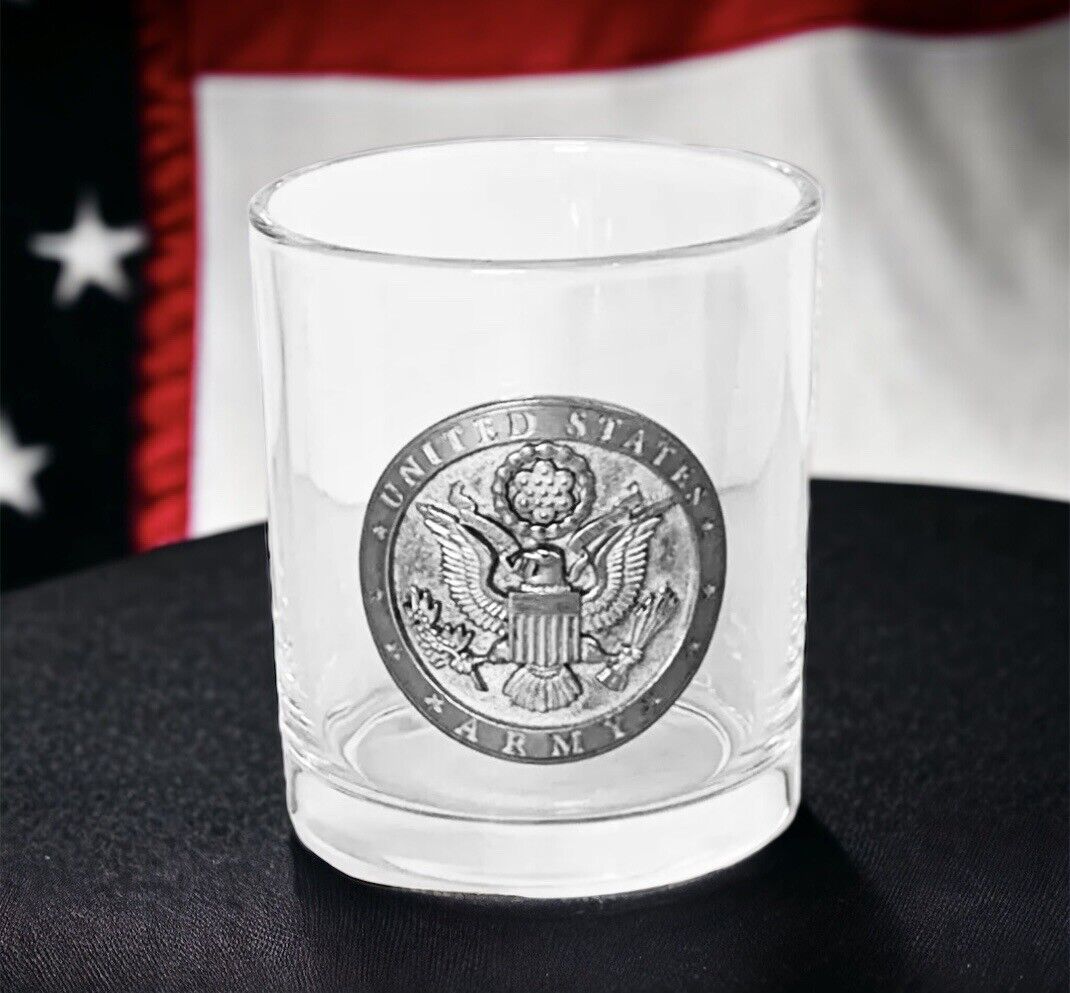ARMY United States Military Heritage Metalworks Pewter Emblem Collector Glass