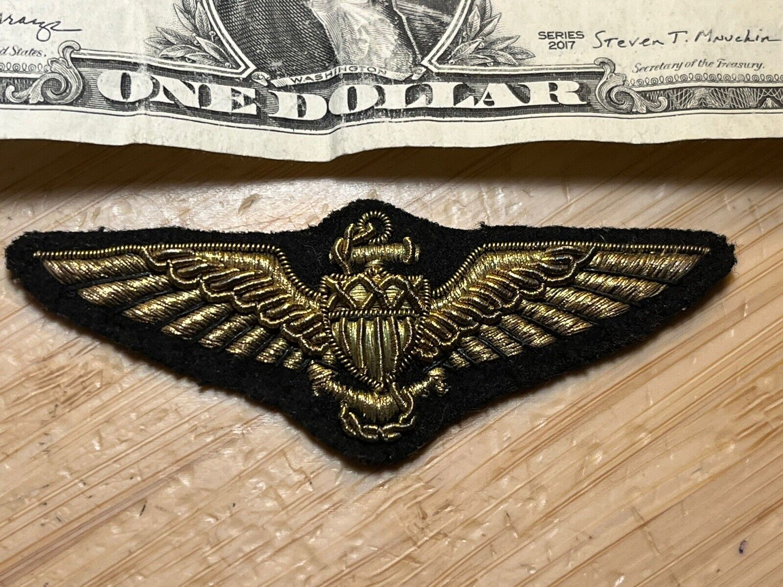 WWII US Navy Uniform Bullion  Pilot Wings Badge  Insignia