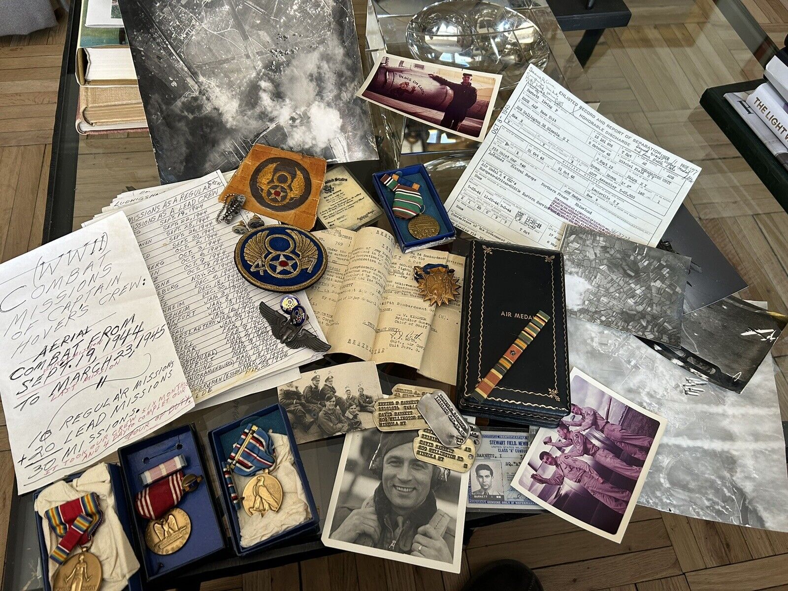 WW2 ESTATE   WW11 USA PILOT-Wings - Medals-Badges- COMBAT MISSIONS- Documents