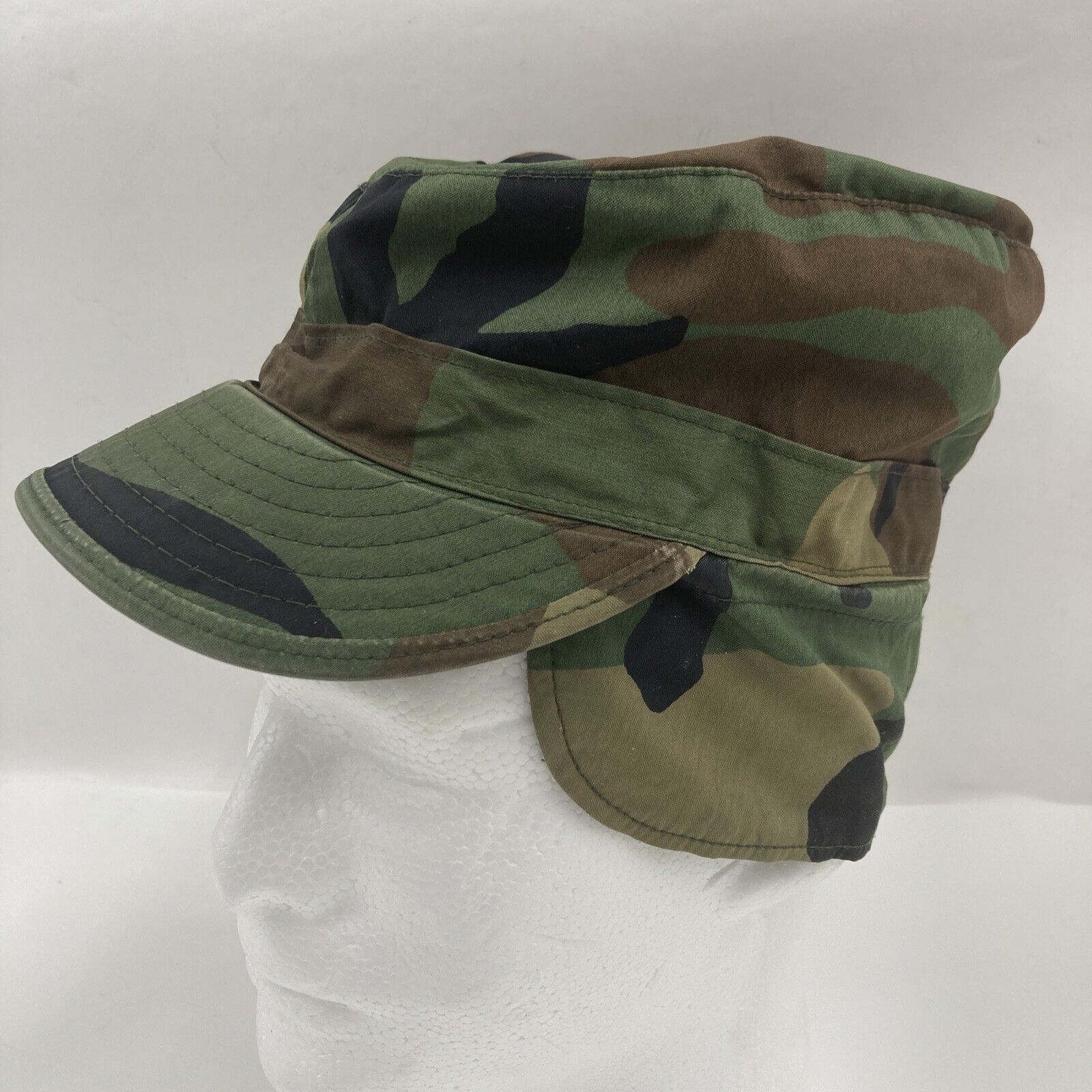 Vintage US Military Woodland Cap, Camouflage Pattern, Class1 Size 7-1/8