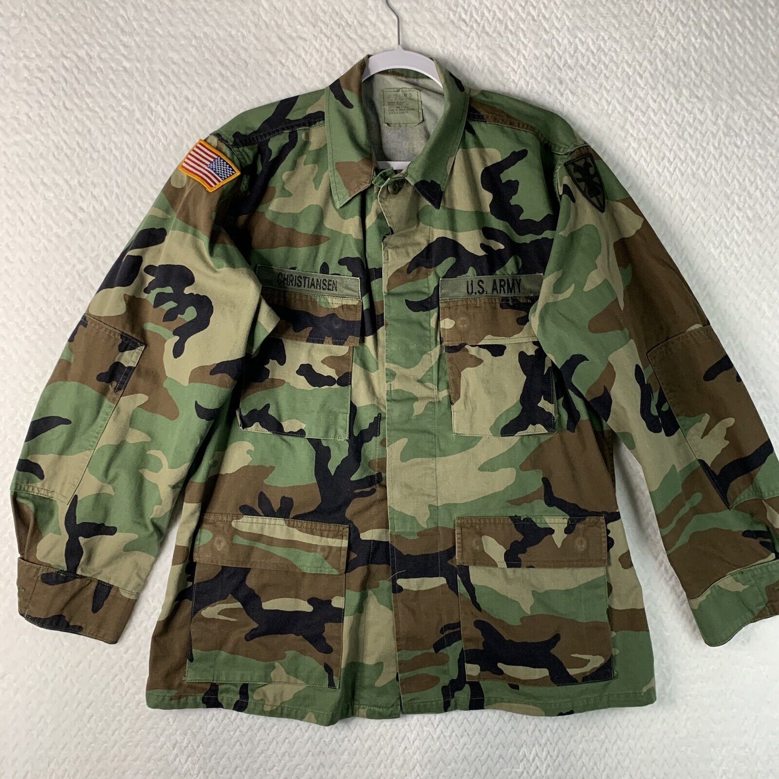 2 Pairs Vtg US ARMY Combat Coat Woodland Camouflage Pattern Mens Medium Regular
