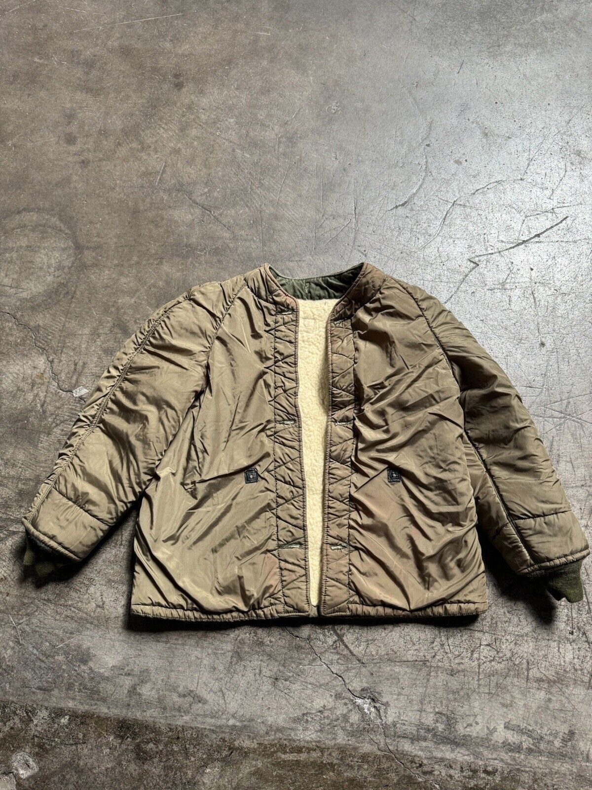 Vintage Field Jacket Liner USAF US Military Coat Wool Cotton Sherpa Large Reg