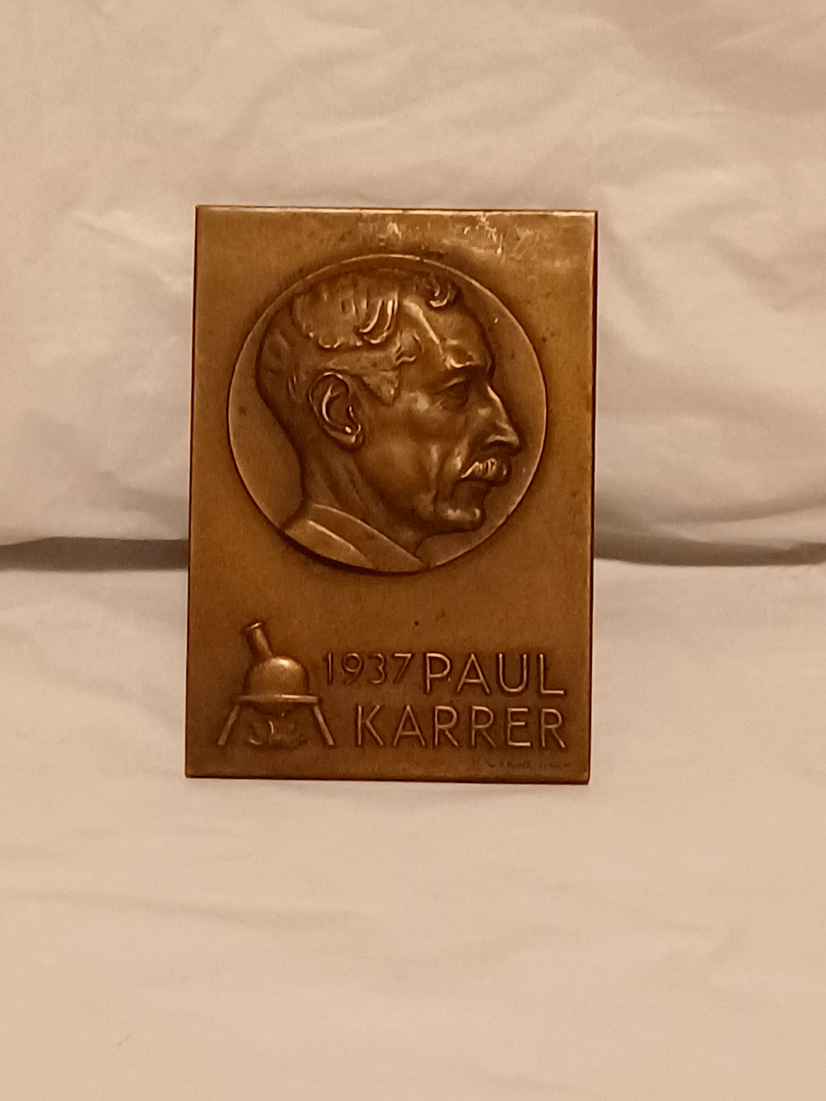 1937 Zurich Moscow Nobel Prize chemistry Bronze Plaque Paul Karrer by W.F. Kunz