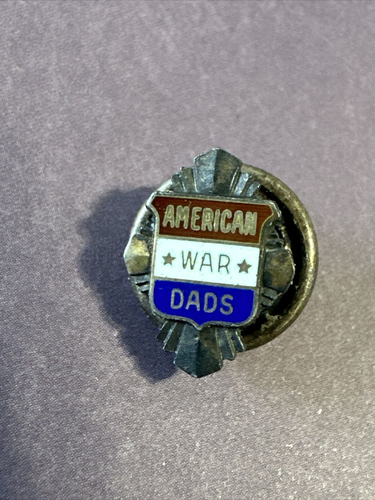 Vintage STERLING WWII Patriotic American War Dads Enamel Lapel Pin