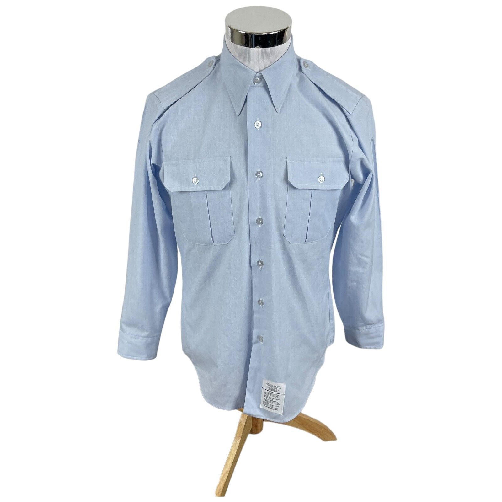 US Air Force Dress Shirt Mens Blue Button Down Military Uniform 15.5 x 33