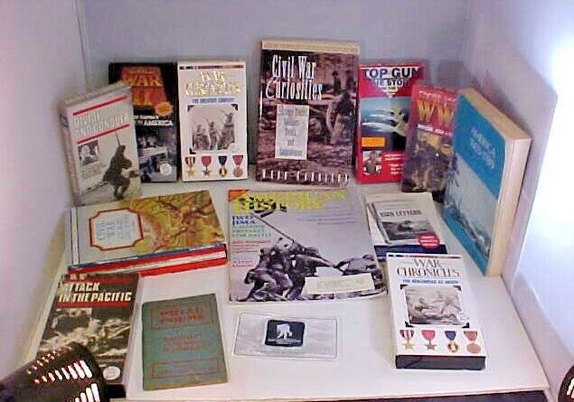 Civil War WW II And Pearl Harbor Lot of 19 Items VHS Tapes Books and Magazines