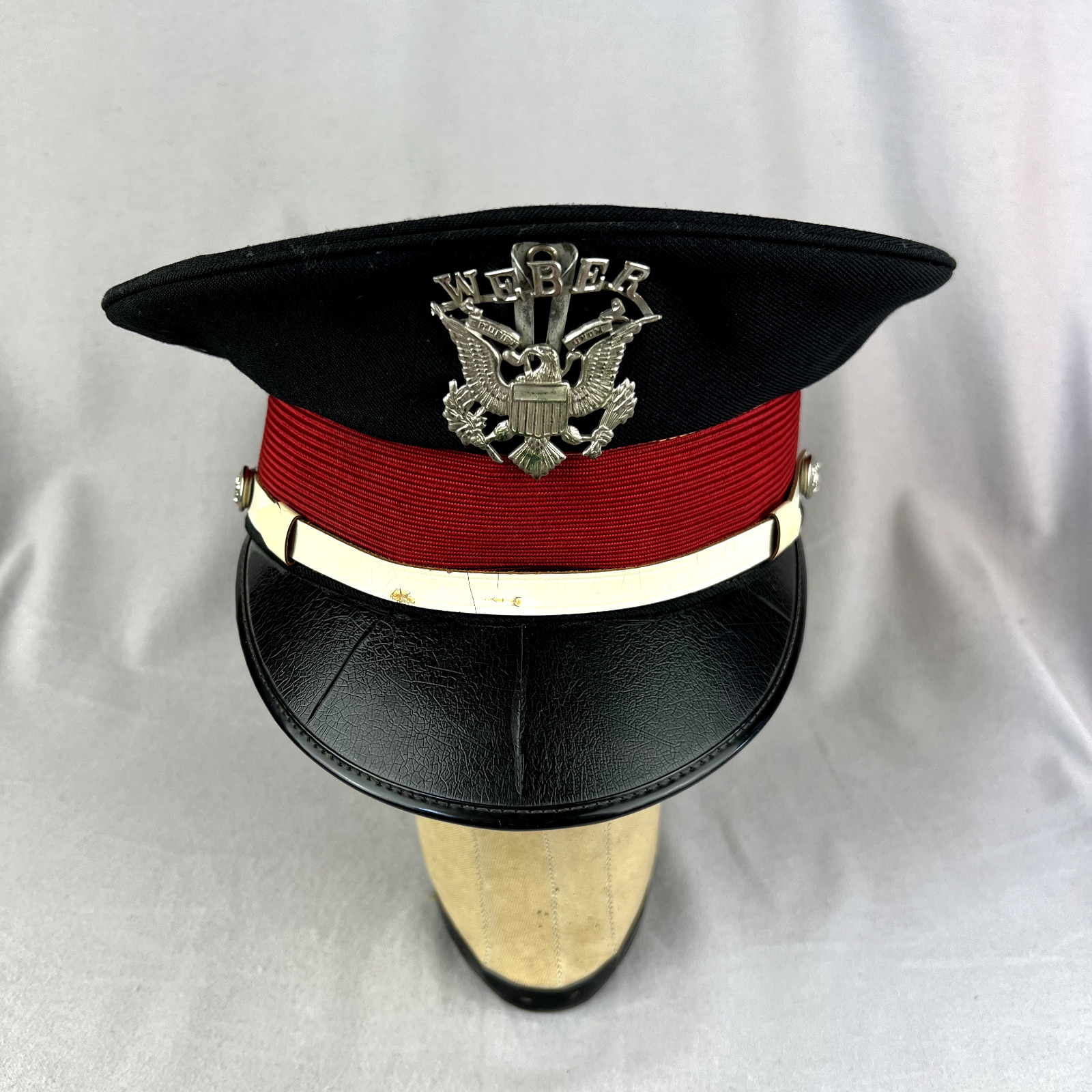 Vintage US Army Cadet Dress Hat Craddock Uniforms Size 7 Weber Emblem Medallion