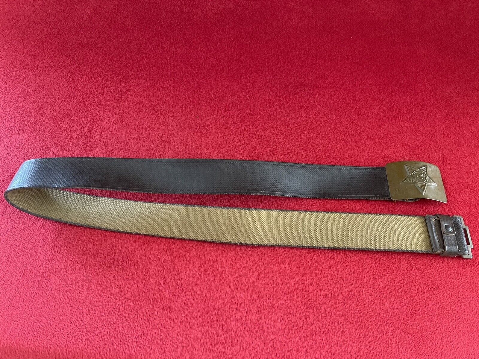 Uniform Belt Buckle Brown Original Soviet Union Russian Army Faux Leather Canvas