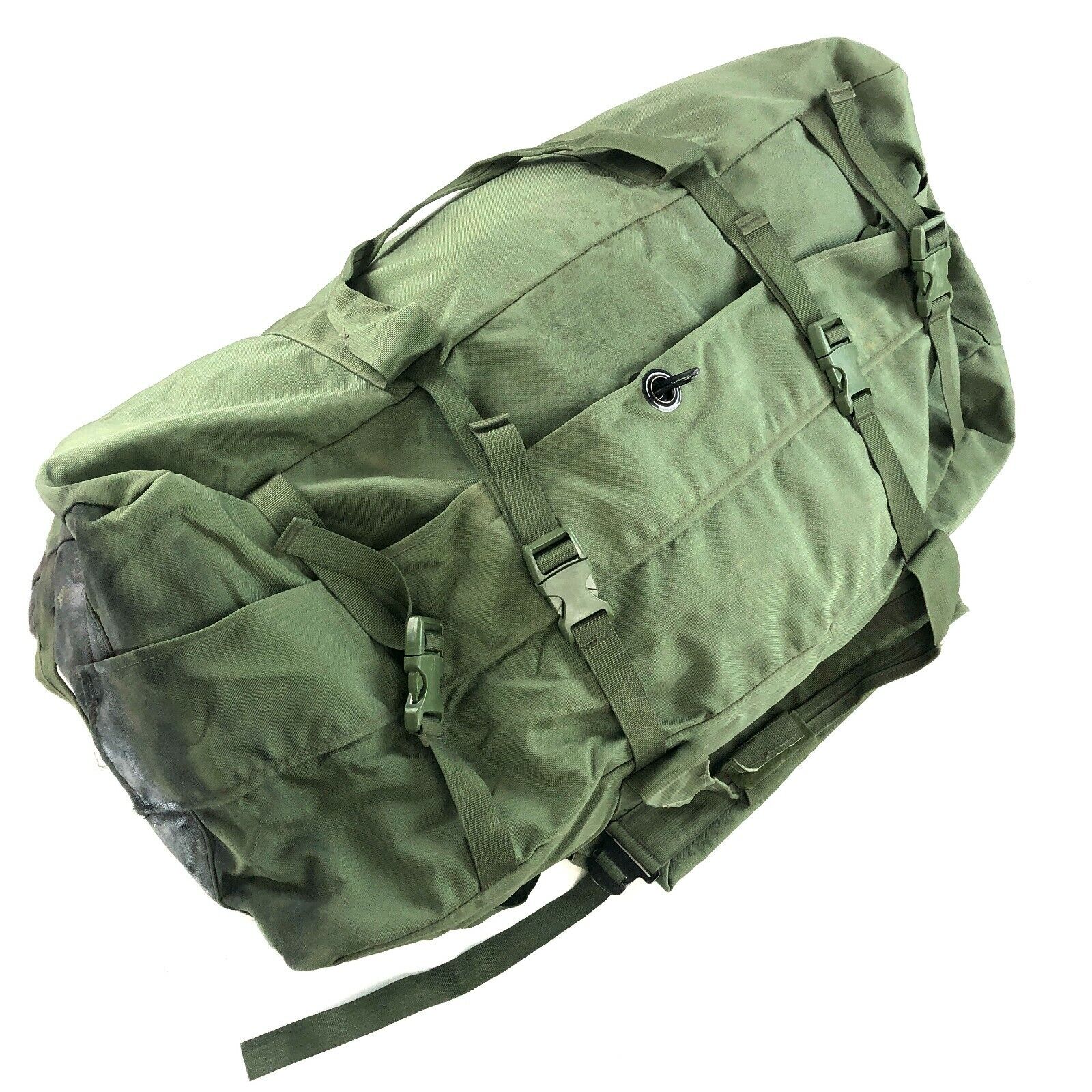 Improved Military Duffel Bag, Green Tactical Deployment Bag w Side Zipper DEFECT