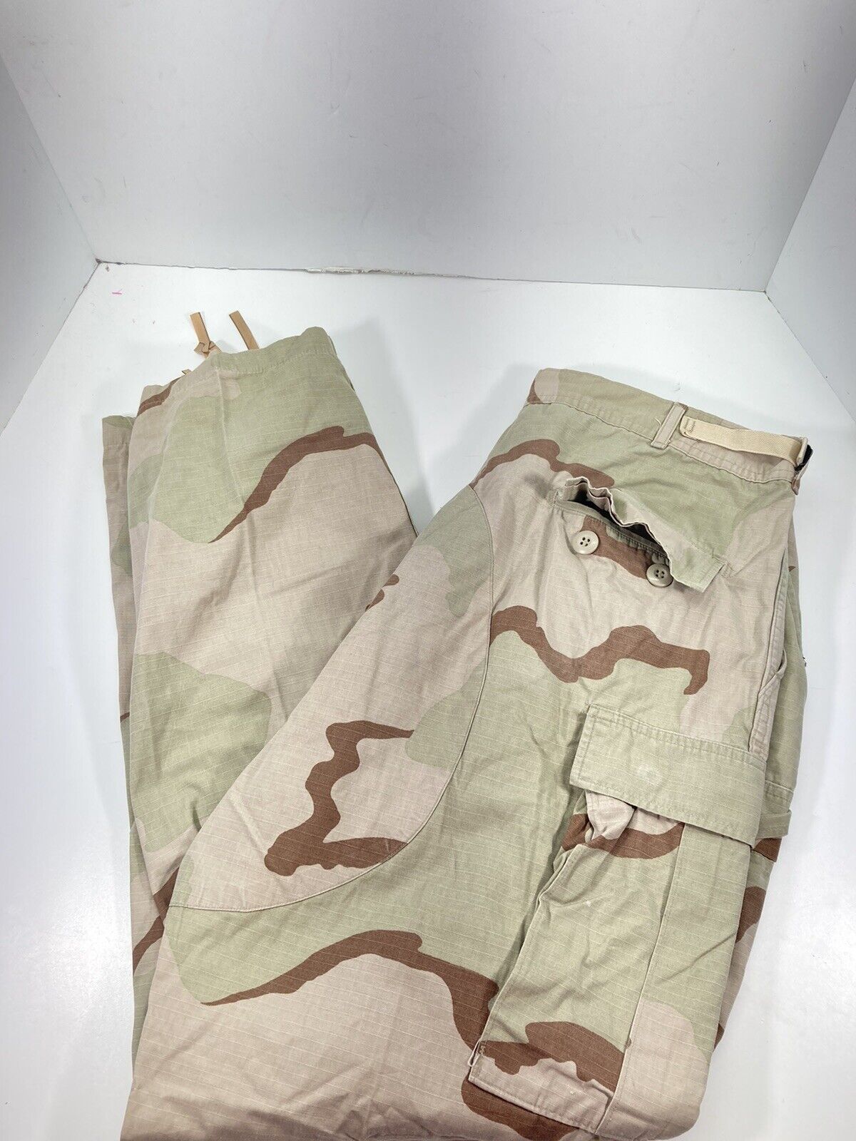 DCU Pants Desert Men Sz Large Long Tri-Color Camouflage Cargo Vintage Military