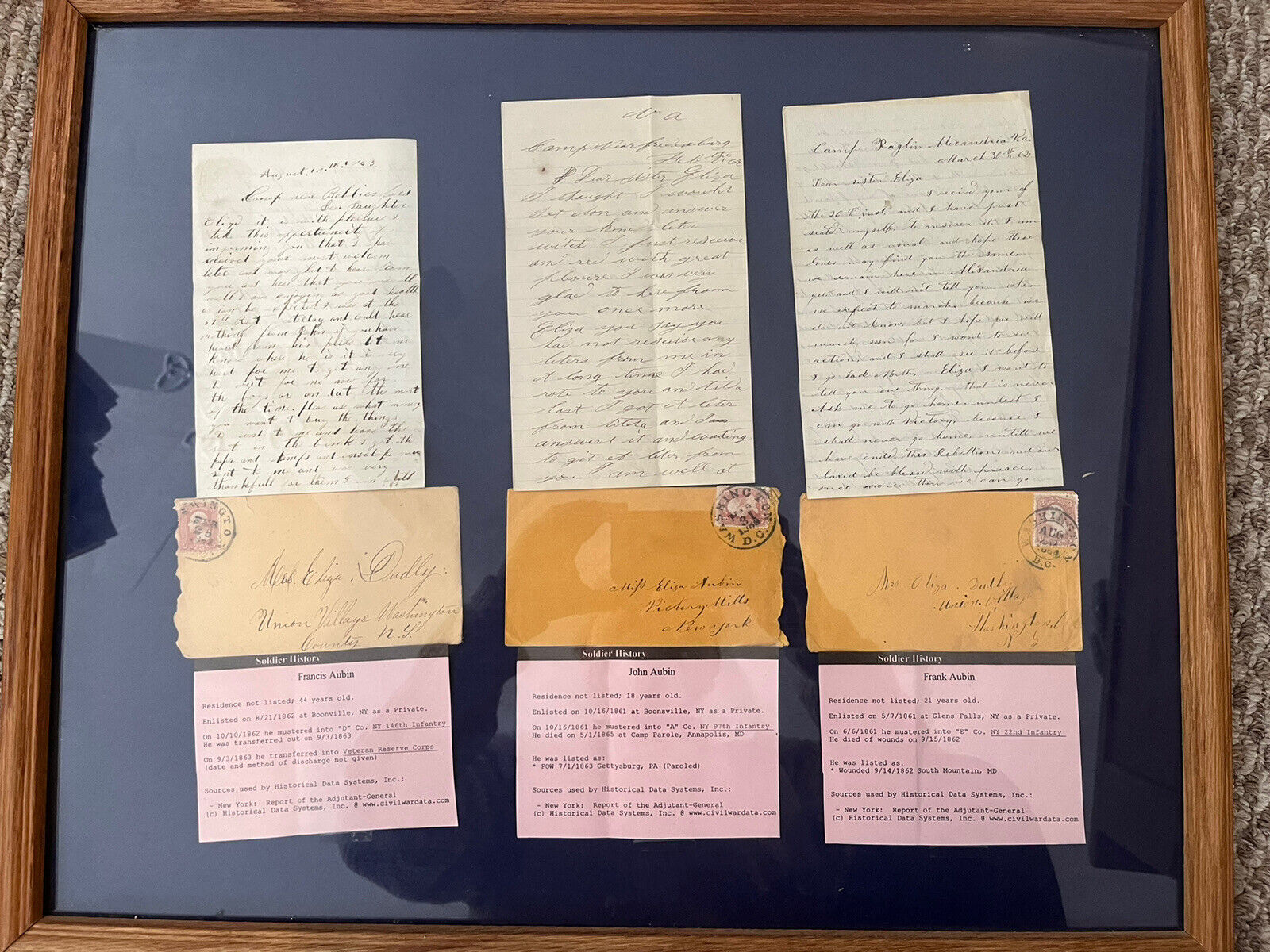 Three Civil War Letters Written by Father And two sons, (both sons died)