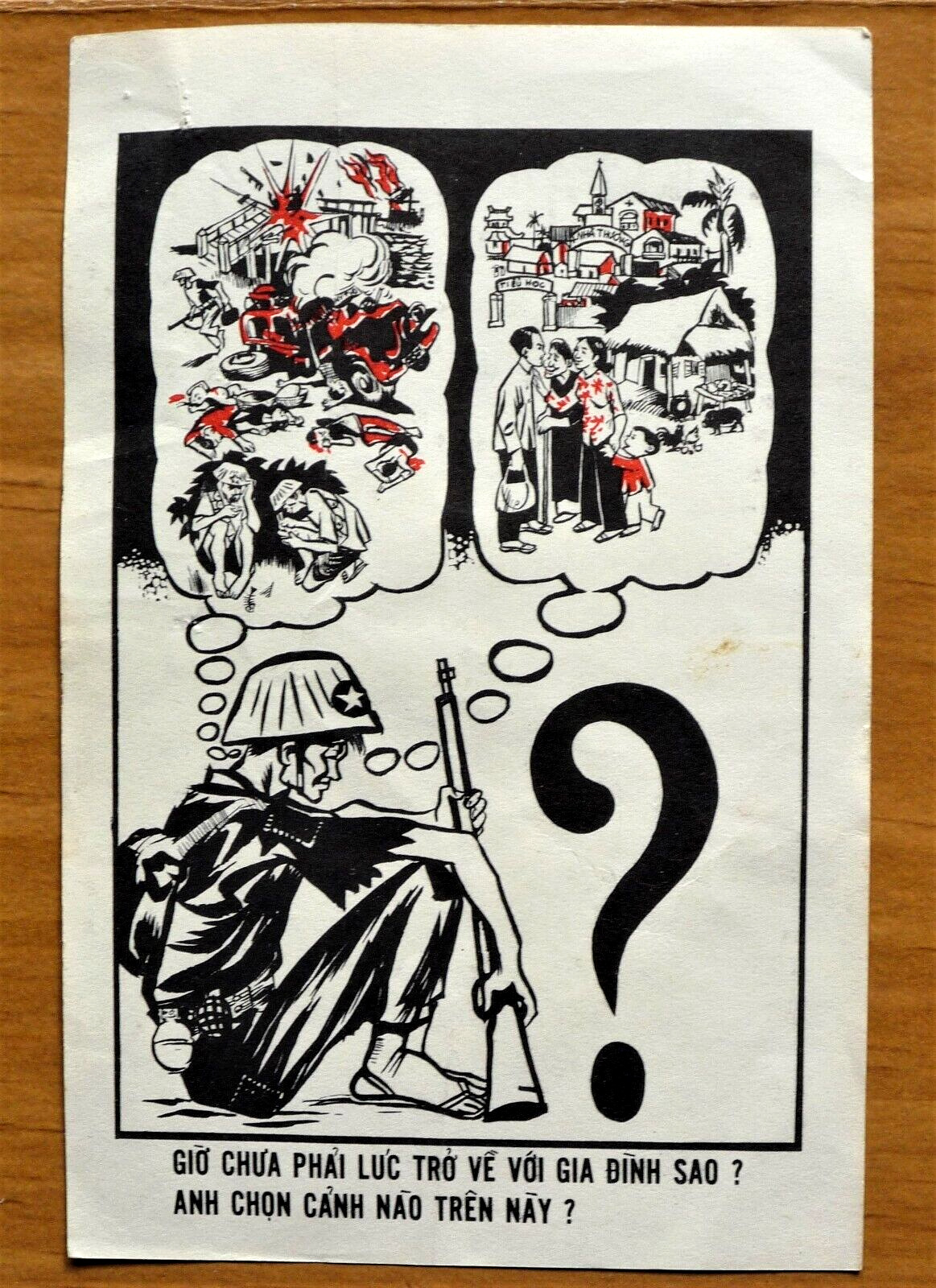 Rare Authentic South Vietnam Propaganda Leaflet Great Image