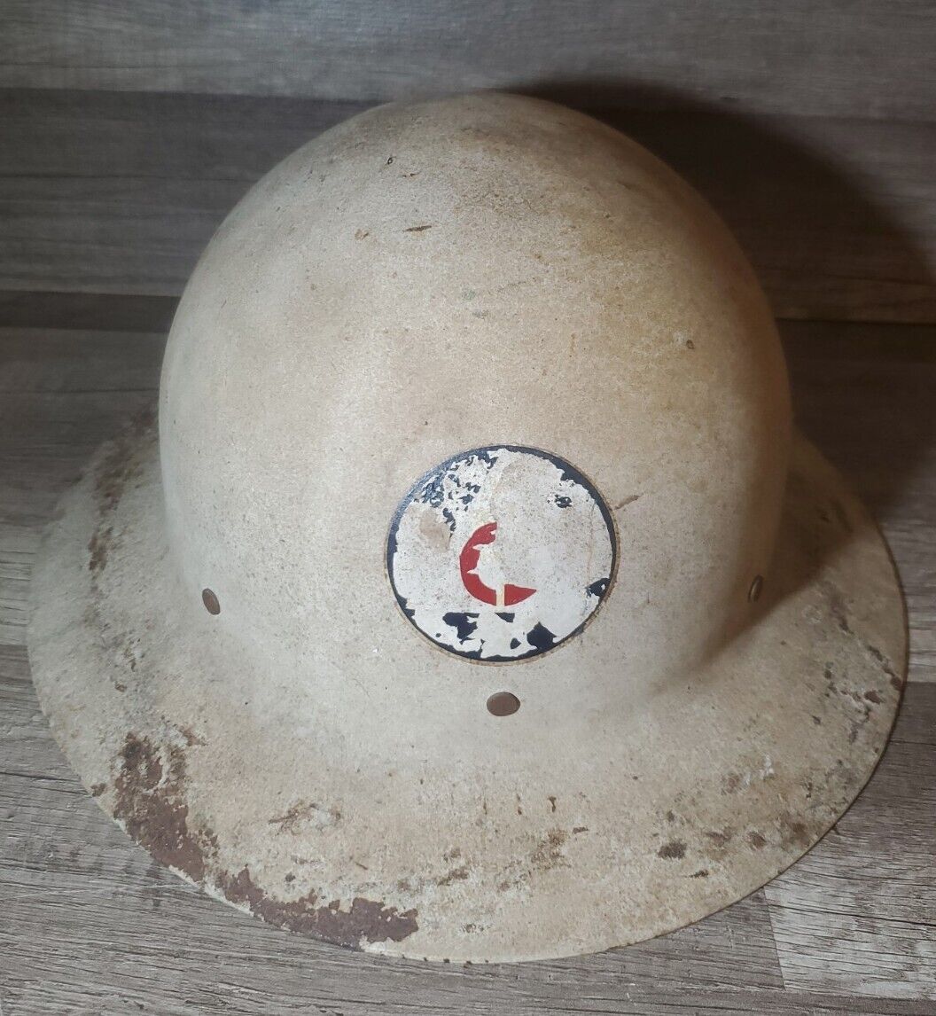 Vintage Steel Metal Civil Defense Helmet w/Liner Army Hard Hat US Gov't