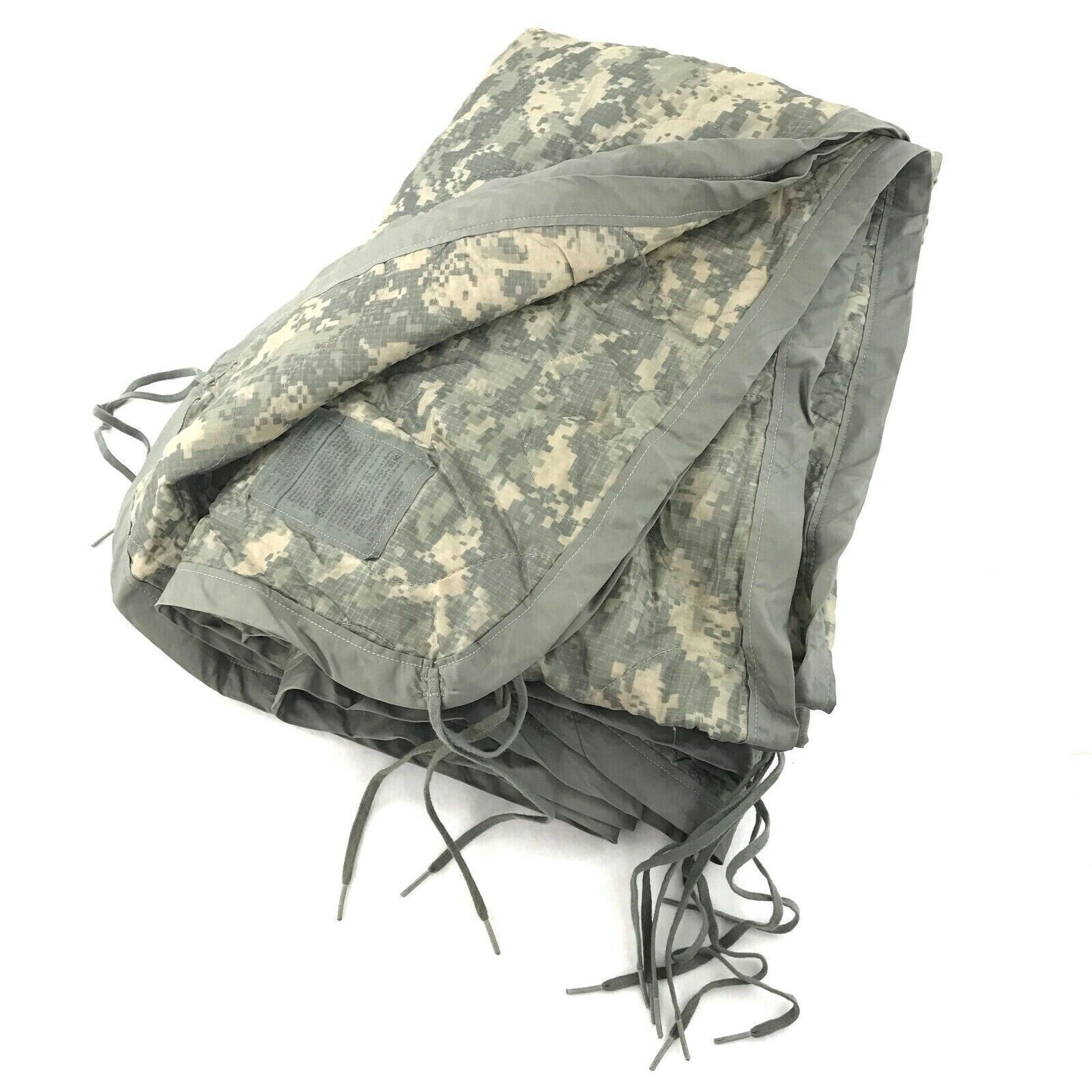 US Military All Weather Poncho Liner, ACU Camo Woobie Blanket, Army Camping 