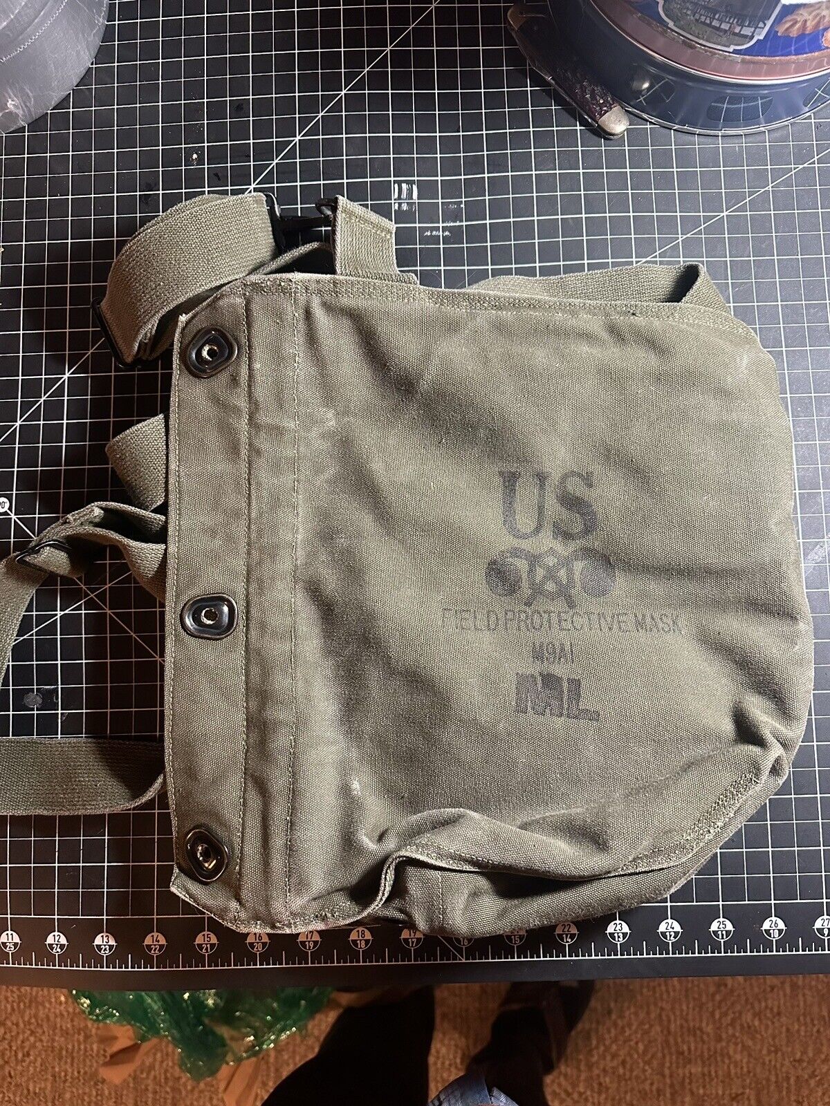 Korea Era US Army/USMC M9A1 Canvas Gas Mask Carry Bag w/Straps - Excellent
