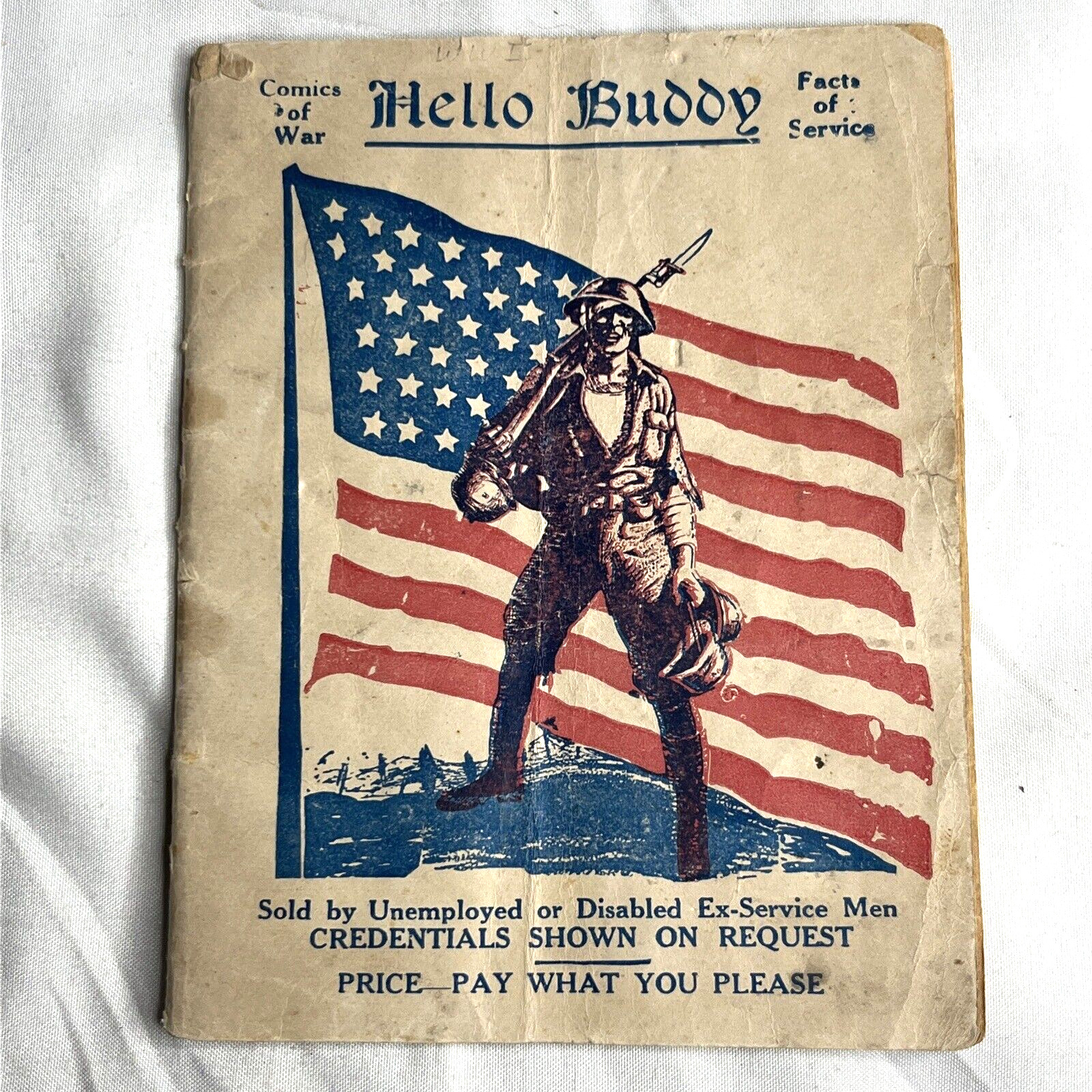 Hello Buddy WWI Comics Of War Antique Ex Service Members Military