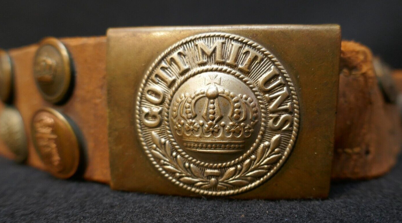 WWI German Imperial Army Belt & Buckle Souvenir Belt/ Buttons Knöpfe 1917 France