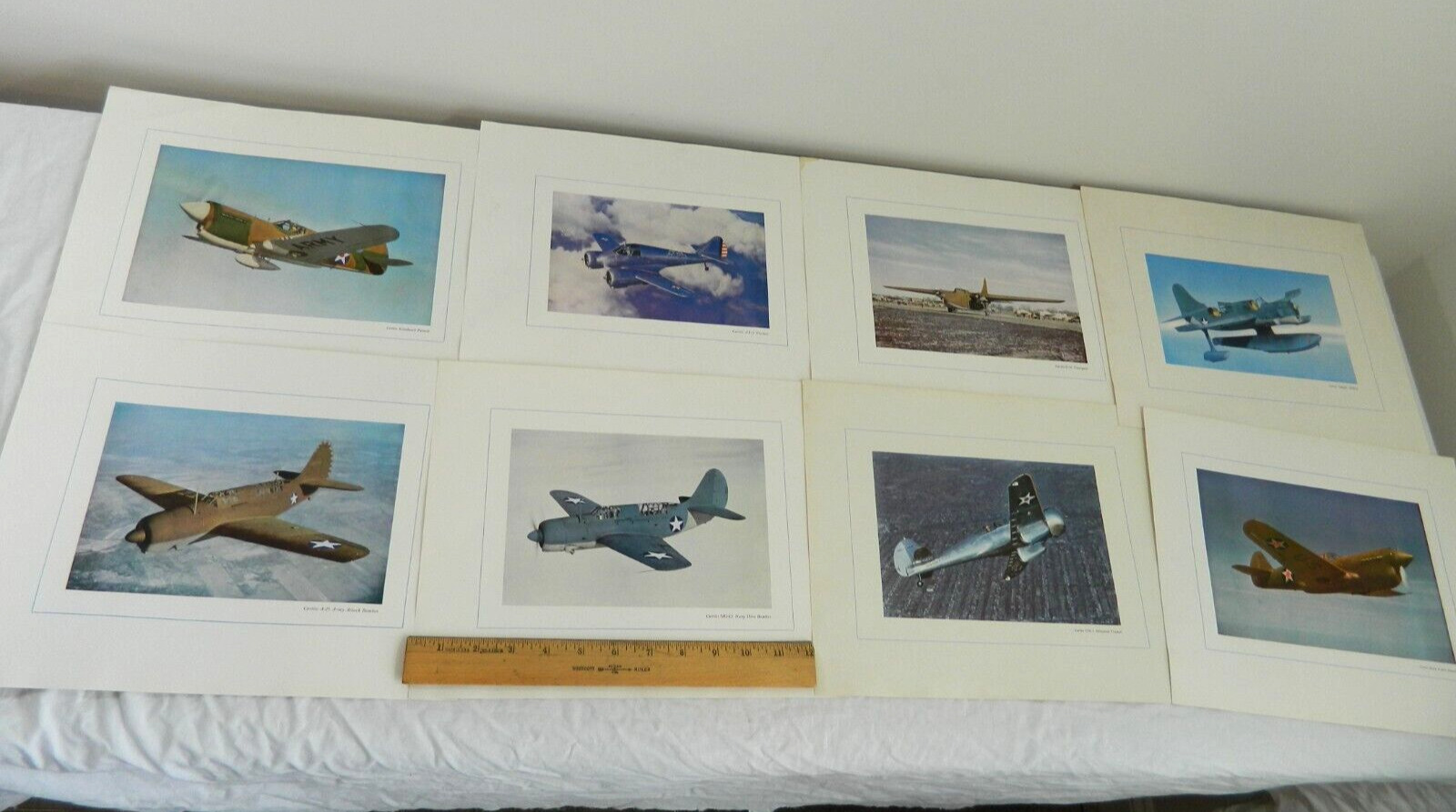 Vintage 8 WWII Curtiss Military Airplanes Photographic Prints USAAF Navy Army