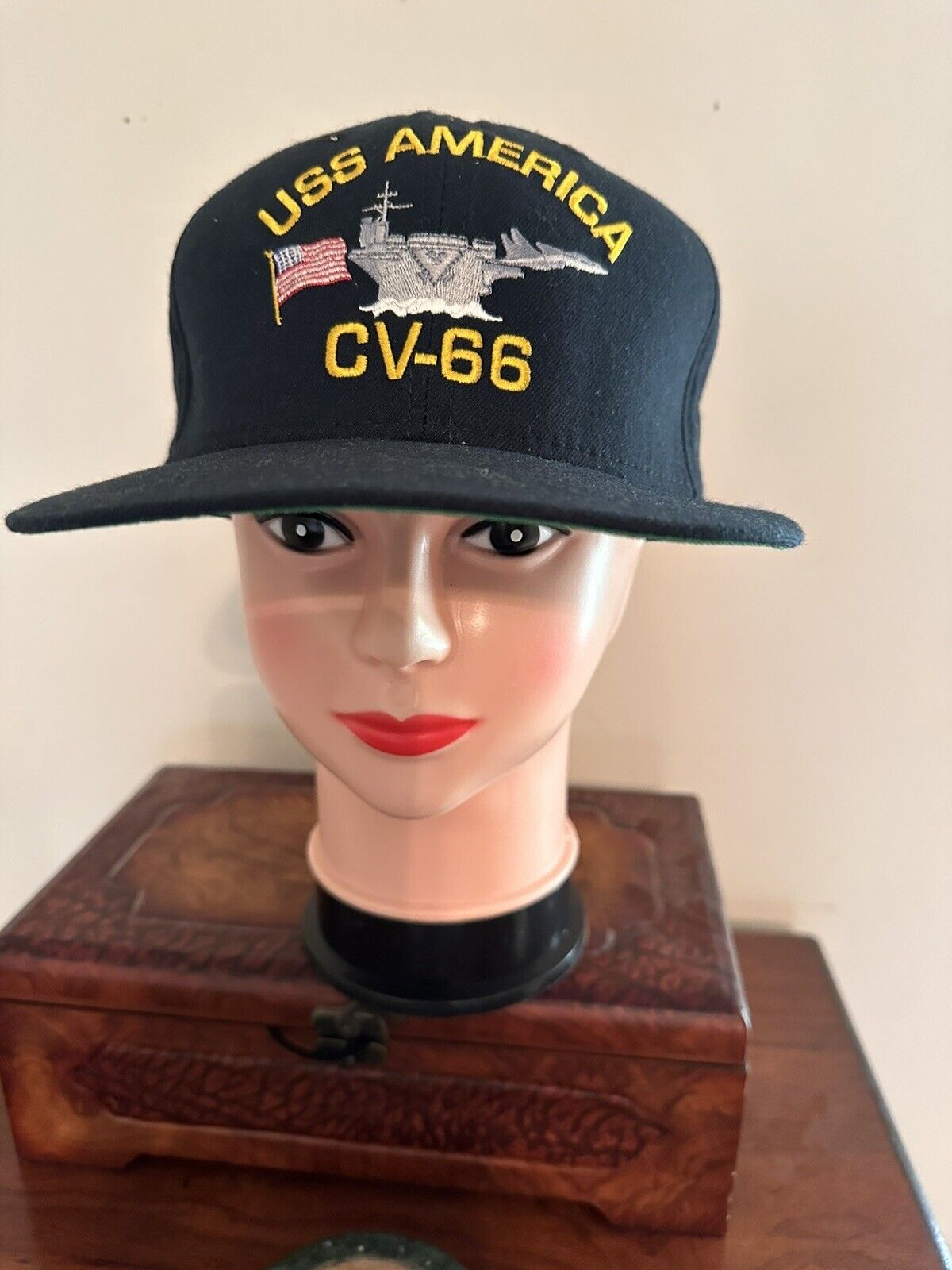 USS America CV-66 Flag Aircraft Carrier Vintage Navy SnapBack Hat *Made in USA*