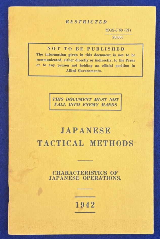 Vintage WWII Japanese Battle Tactics Intelligence Book WW2 Original Document