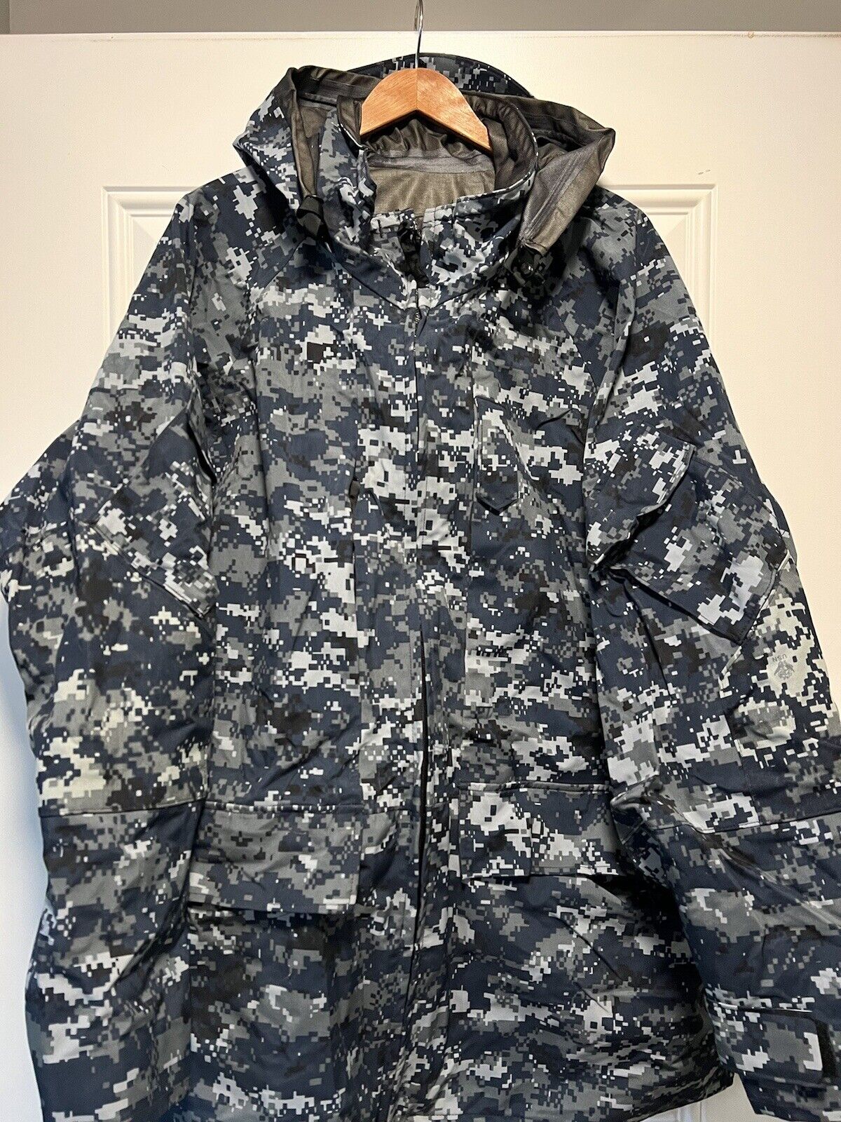 US Navy Blue Digital Camo Blueberry Gore Tex Parka Hooded Jacket XXL Long WOW