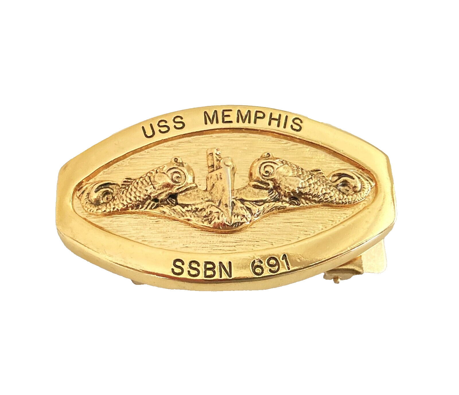 Vintage USS Memphis SSBN 691 Nuclear Submarine Officers Belt Buckle