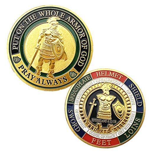 Armor of God Challenge Coin,Commemorative Coin - Antique Gold 
