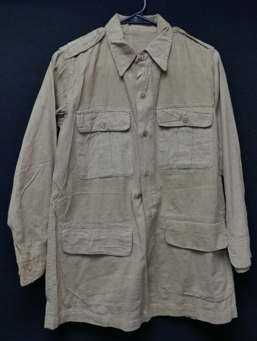 1930\'s South Pacific Tropical Linen Bush Coat Jungle Jacket Button Type, Light