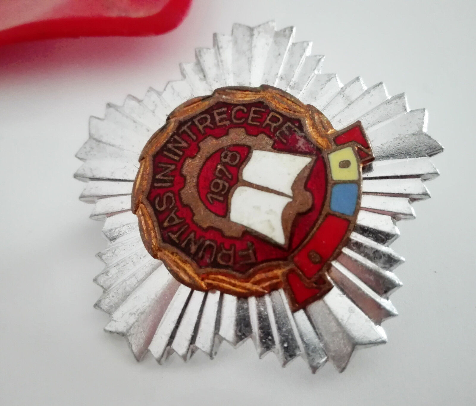 Vintage socialist pin communist enamel Cockade badge 1978 Romania communism era