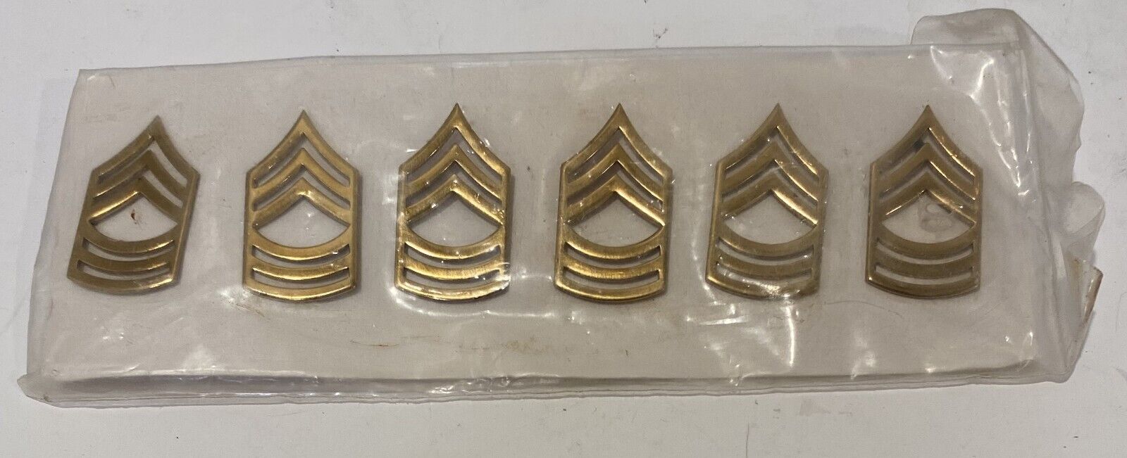 US Army Master Sergeant E8 Polished Brass Rank Insignia - 3 Pair New