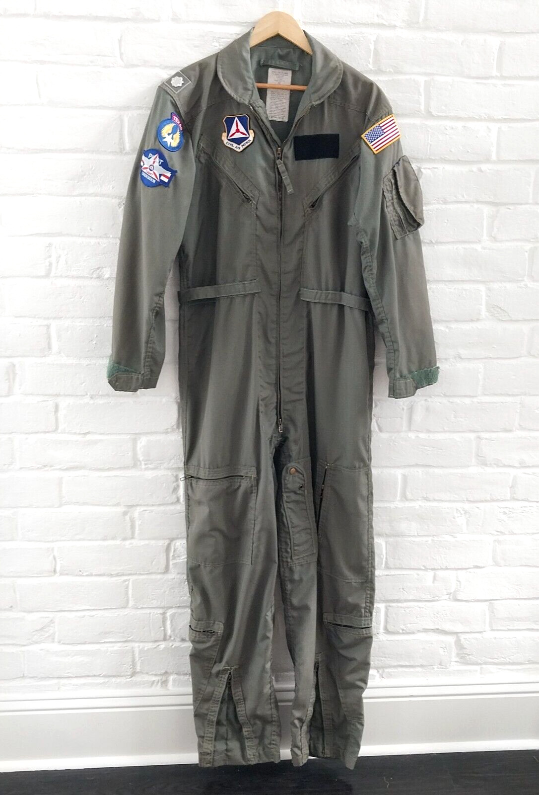 Military Pilot Coveralls Mens 44L Flyers Army Green Fire Resistant Summer