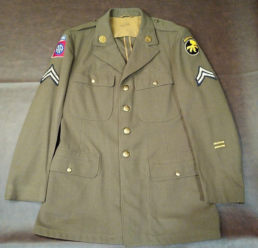 ORIGINAL WWII US ARMY EM CLASS A SERVICE COAT 82nd 17th AIRBORNE JACKET 42R 