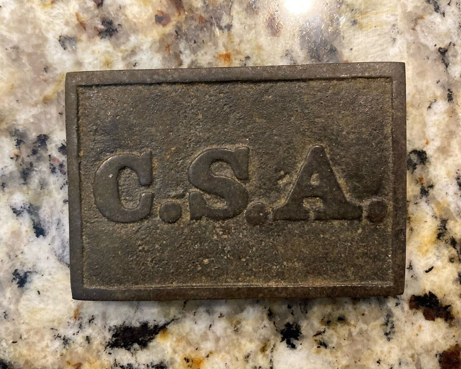 CSA Confederate Virginia Plate Buckle - Cast from a Dug Original Ground Aged