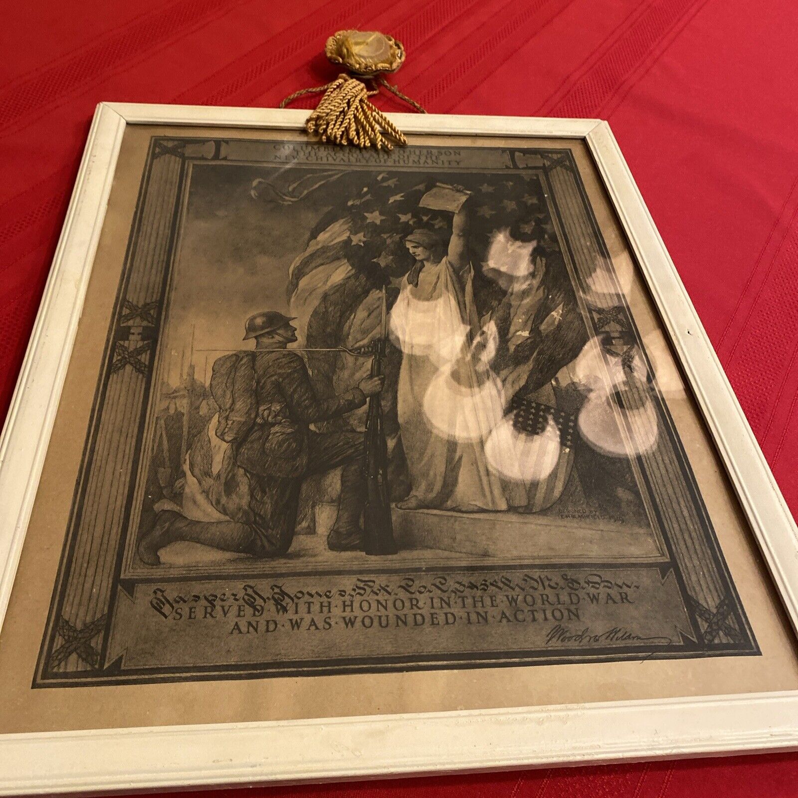 WW1 Accolade of the New Chivalry Certificate Columbia Gives to Her Son