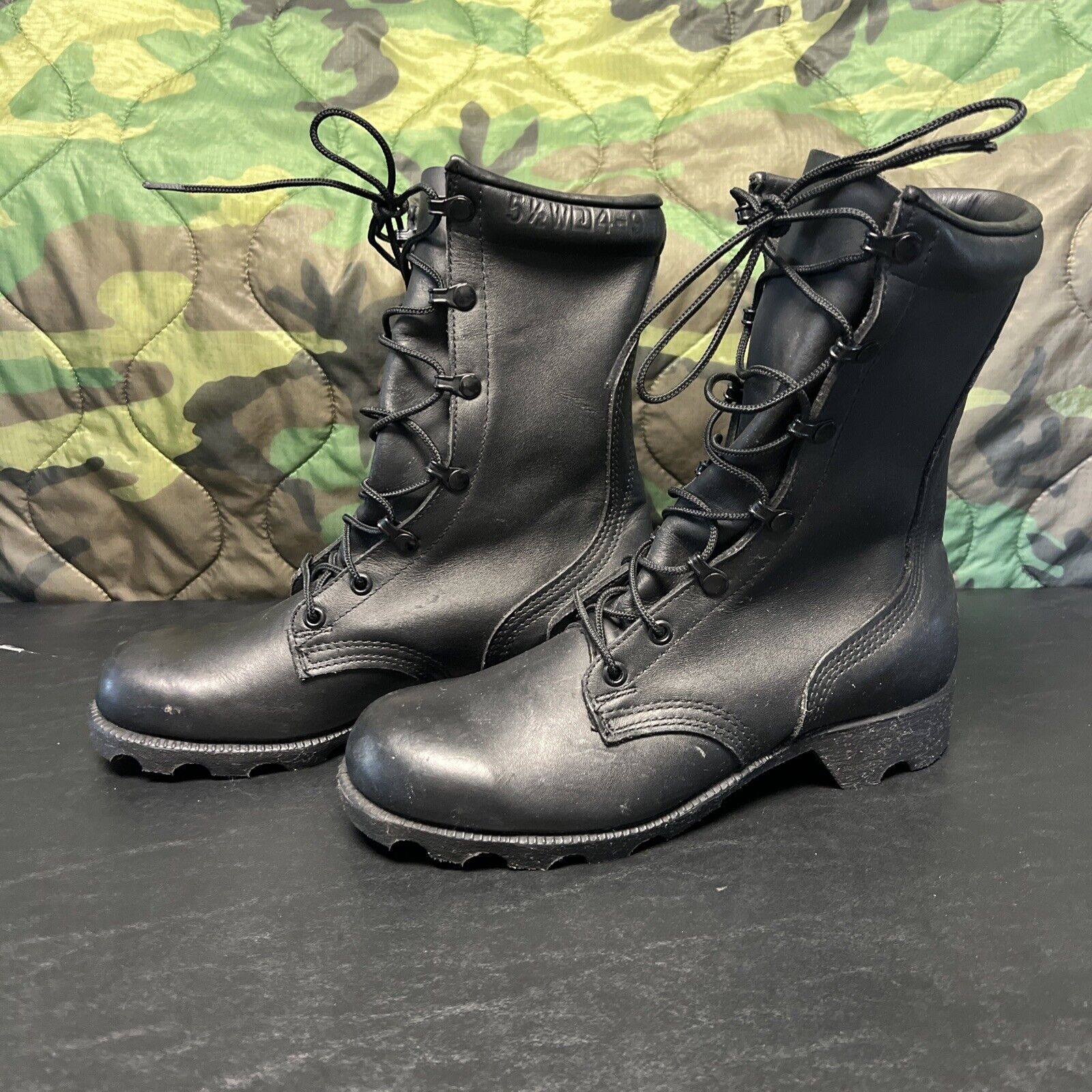 Vtg RO-SEARCH Men’s Size 5.5 W Military Black Leather Combat Jungle Boots USA A1