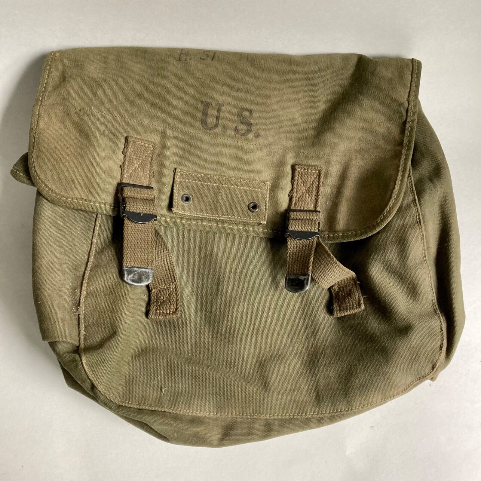 Vintage U.S. Army WWII Field Bag Canvas Map Case Stamped 1945 Myrna Shoe Inc.