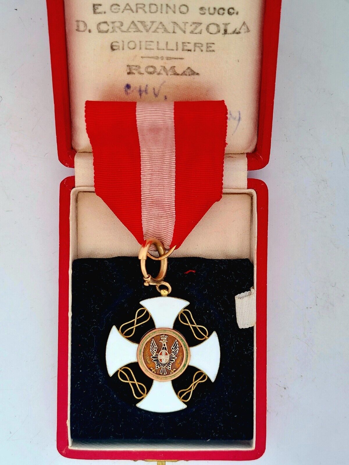 c.1932 Order of the Crown of Italy Enamel Award Medal - Original Box