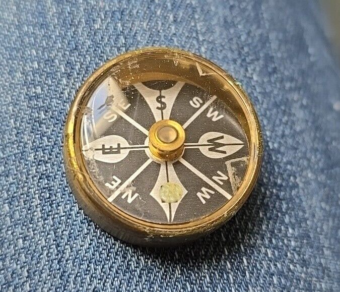 Marbles Gladstone Michigan Brass Compass Vtg Antique  [A1]