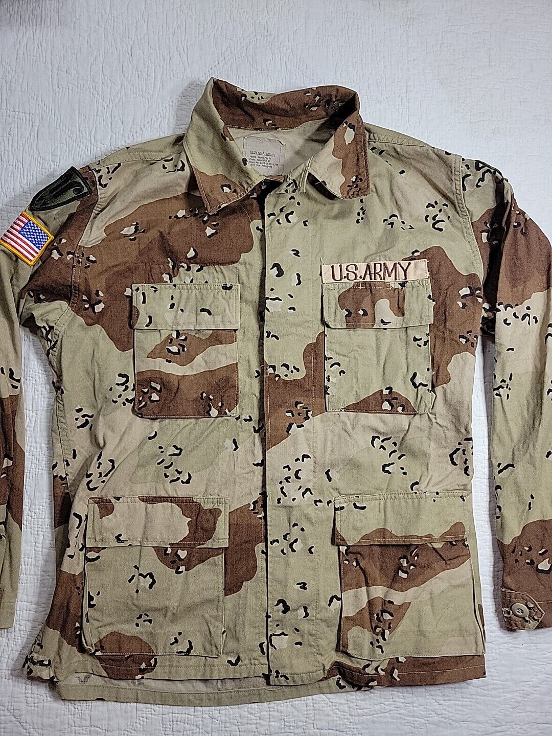Vintage US Army Desert Storm Chocolate Chip BDU Shirt Size Medium Regular