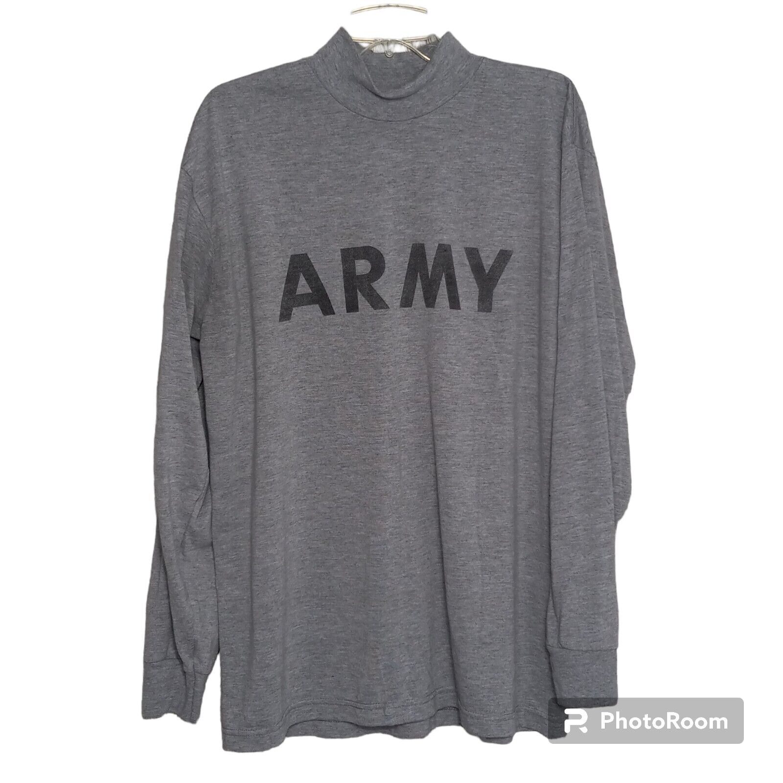 US Army Shirt Men\'s L Improved Physical Fitness Uniform IPFU Gray Mockneck