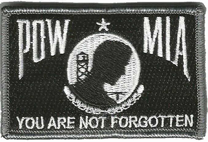 Hook Fastener Compatible Patch POW MIA Never Forgotten BLK 3x2