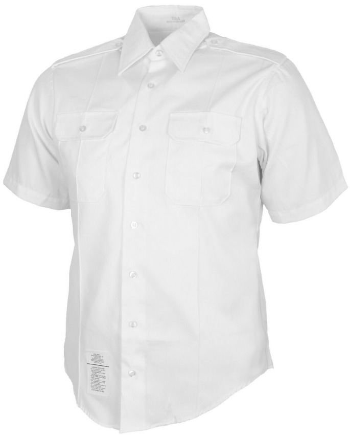 US Army ASU White Dress Shirt Short Sleeve Uniform Shirt 18R-C US Size