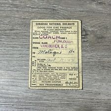 Ww2 Era Canadian National Railways Ticket Dated 1943 Vancouver Bc Rare picture