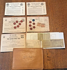 WWII War Ration Stamp Books w/EXTRA coupons & Original Leather Carrying Pouch picture