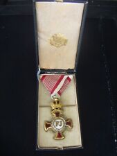 AUSTRIA HUNGARY GOLDEN CROSS OF MERIT WITH CROWN RING MARKED BACHRUCH CASED RARE picture