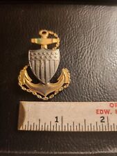 WW1 WW2 USN Sterling SILVER Shield Anchor Screwback Unit Crest Emblem picture
