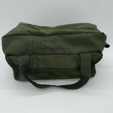 Vtg Olive Drab Green US Military Issued Mechanic Tool Bag Hard Bottom Toiletries picture