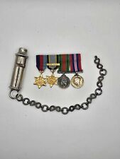 WWII RAF Miniature Medal Set, And British Police Whistle On Silver Chain picture
