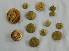 Vintage Lot 13 WWII US Army Uniform Collar Brass Cap Device Buttons Military GI picture